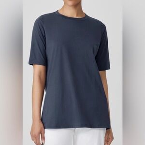 Eileen Fisher Organic Pima Cotton Jersey Long Tee. NWT